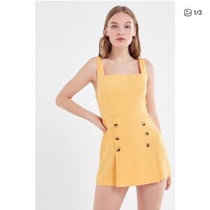 Urban Outfitters Yellow Linen-Blend‎ Shorts/Skorts Romper